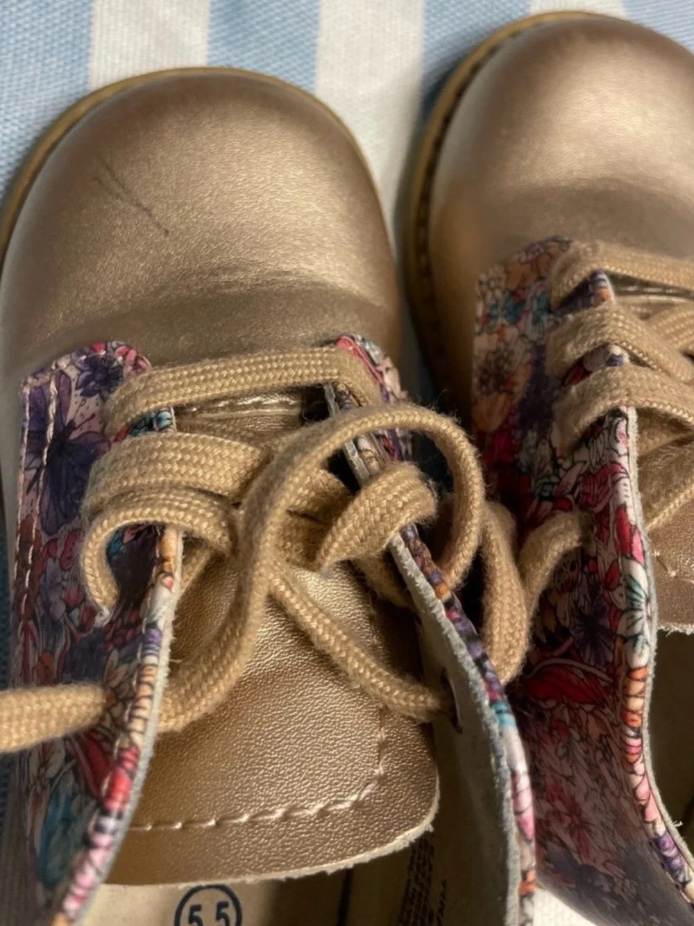 Footmates Kids Metallic Rose Gold Lace-Up Shoes